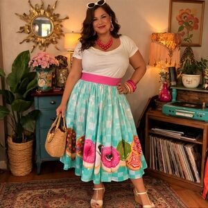 Vintage Donut Themed Swing Skirt